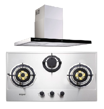Mayer MMGH883/SS883 86cm 3 Burner Stainless Steel Gas Hob + MMCH407I 90cm Chimney Hood