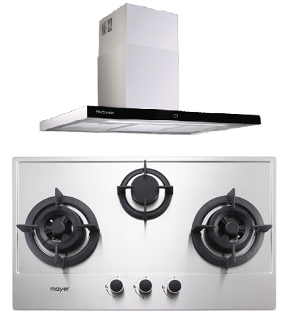 Mayer MMGH773/SS773 Built-In Gas Hob 3 Burners + MMCH407I 90cm Chimney Hood