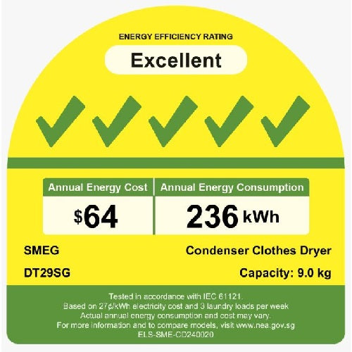 Smeg DT29SG Freestanding Heat Pump Dryer