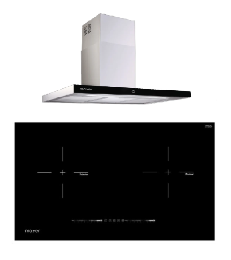 Mayer MMIHB752CS 75cm 2 Zone Hybrid Hob with Slider + MMCH407I 90cm Chimney Hood - Lion City Company