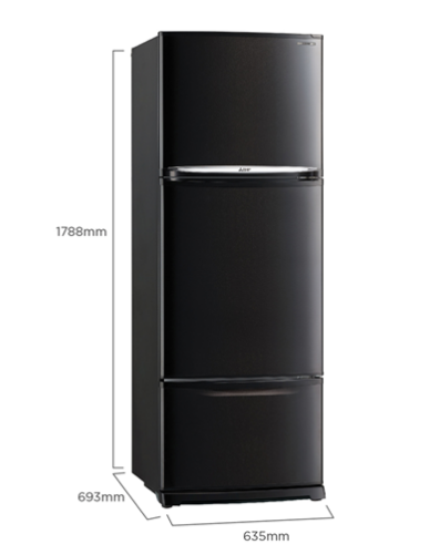 Mitsubishi MR-V45EG-SB-P/SL-P 337l 3-Door Fridge Top Freezer (2 Ticks)