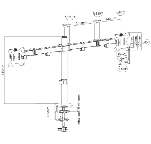 Titan SGB332 Monitor Mount Solutions 13"-27"