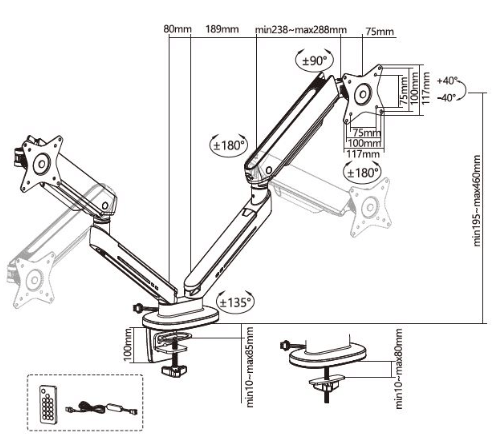 Titan SGB384 Monitor Mount Solutions 13"-32"