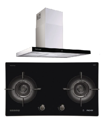 Mayer MMGH892HE 86cm 2 Burner Gas Hob + MMCH407I 90cm Chimney Hood