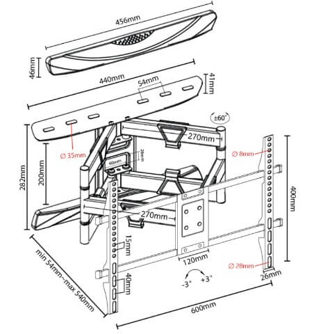 Titan SGB693 Swivel Mount For 56'' -65''