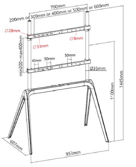 Titan SGB107W Studio Tv Floor Stand For 65"-86"