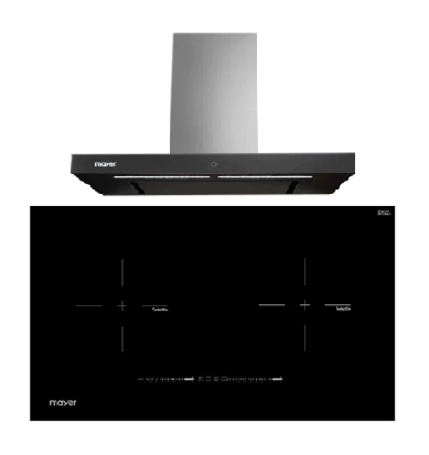 Mayer MMIH752CS 75cm 2 Zone Induction Hob with Slider + MMBCH900I Chimney Hood