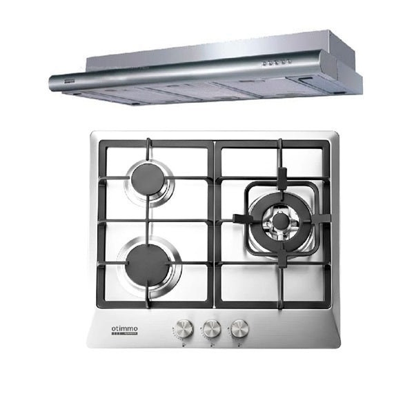 EuropAce ECH 3121S 90cm Deluxe Slimline Hood + EuropAce EBH3360E LPG/TG 60cm Built-In Stainless Steel Gas Hob (3burner)