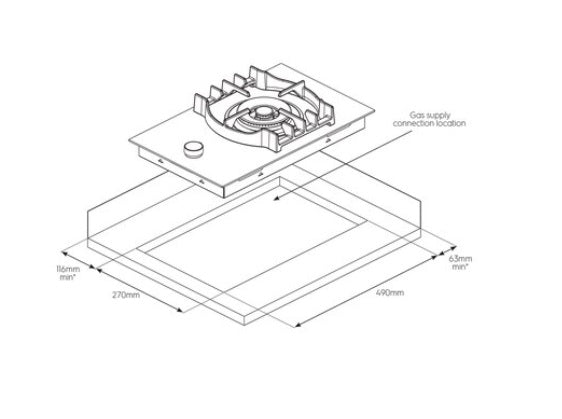 Electrolux EGC3310NVK LPG / PUB 30cm 1-Burner Domino Gas Hob