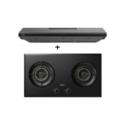 Midea MBI-90F140BK 90cm Slimline Hood + Midea MBI-SN20 2-burner Gas Hob