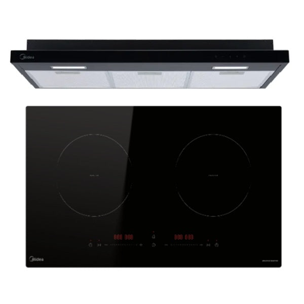 Midea MIH350D017K Induction 2 Zone Hob + Midea MBI-90F26ET Hood
