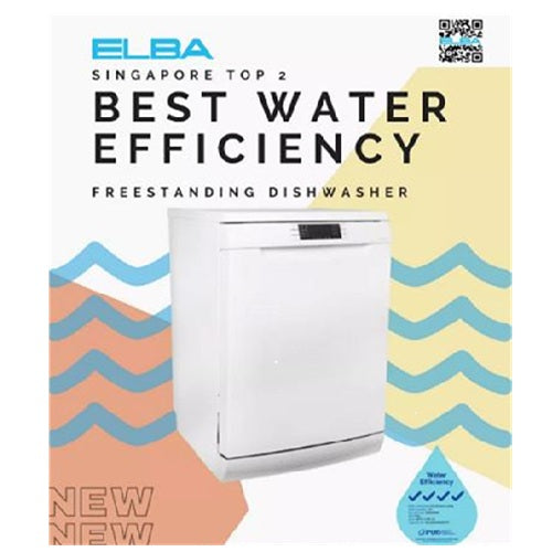 Elba EBDW 1481M WH Freestanding Dishwasher - 4 Tick 60CM