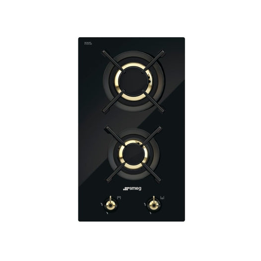 SMEG PC32GNO 30cm Gas Hob Black Glass 2 Burners