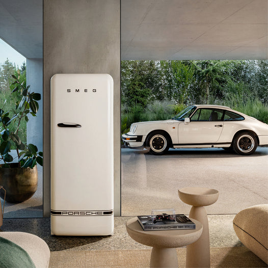 Smeg Fab28RdpCw6 Porsche Retro Freestanding Fridge Carrara White