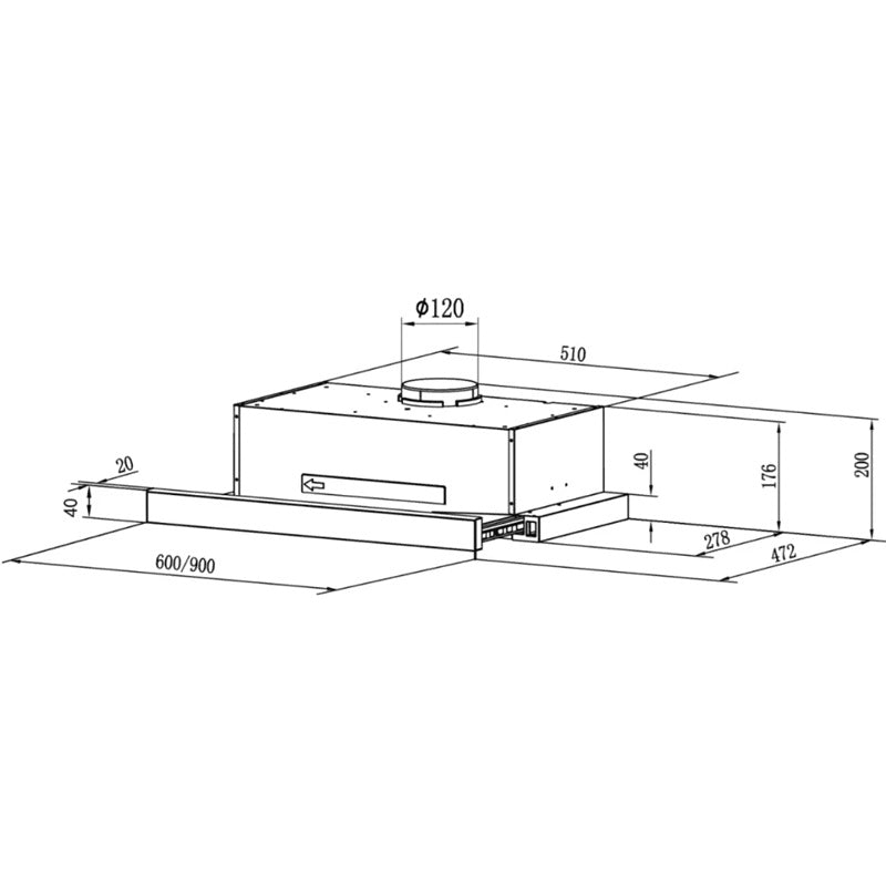 EF TF 5294/90 SS 90cm Telescopic Hood