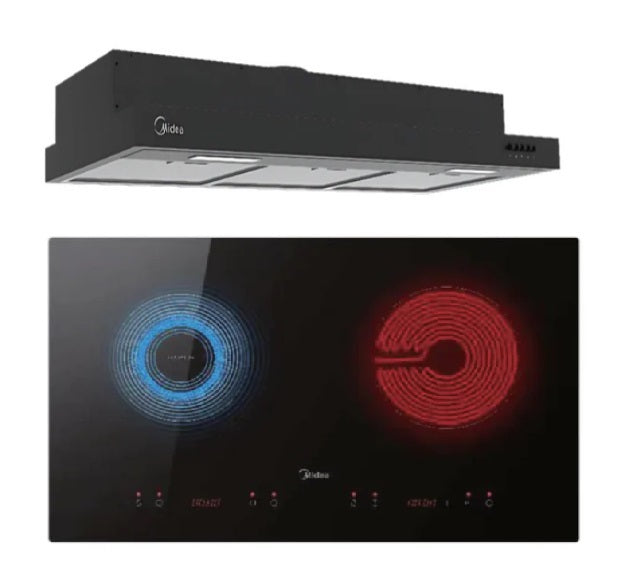 Midea Bulit-In Range MH90F26EM Hood Slim Under Cabinet Kitchen Hood+ MBI-IHT261 Ceramic Built-in Induction Hob