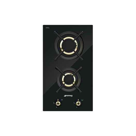 SMEG PC32GNO 30cm Gas Hob Black Glass 2 Burners