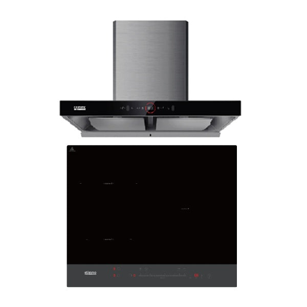 EuropAce ECH9208EBK 90cm 2000m3/h T-Shaped Chimney Hood + EuropAce EIH5603E 5 Series 60cm Induction Hob