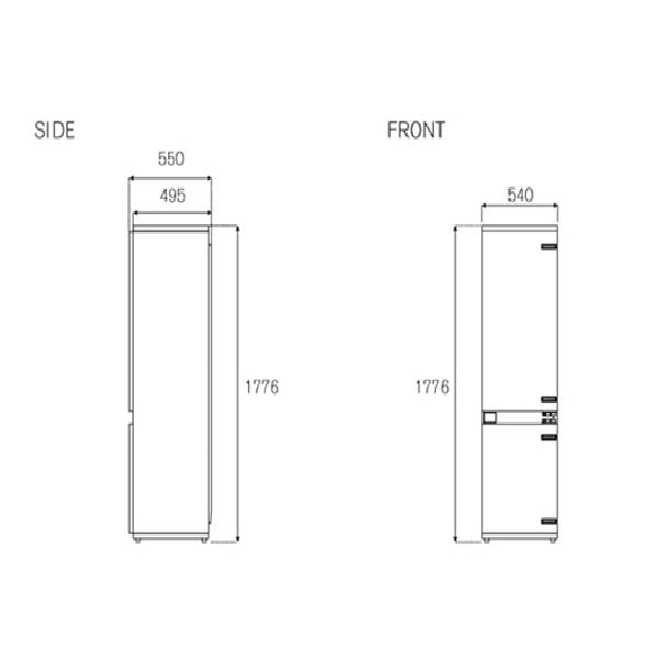 Bertazzoni REF603BBNPTC 60 cm Built-in Bottom Mount Refrigerator H177cm, Sliding Door