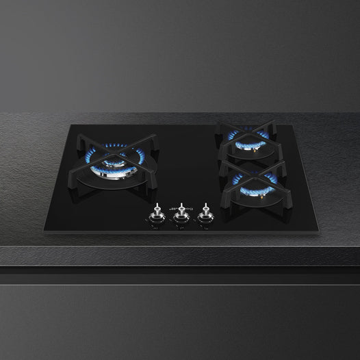 SMEG PV363LN 60cm Gas Hob with 3 Burners Black