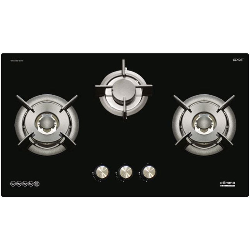 EuropAce ECH9208EBK 90cm 2000m3/h T-Shaped Chimney Hood + Europace EBH 6391S LPG/TG 3 Burner 90cm Gas Cooker Hob (Schott Glass)