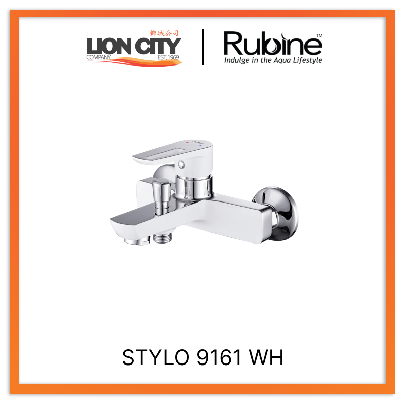 Rubine Bath Mixer White Stylo 9161 WH Hot and Cold