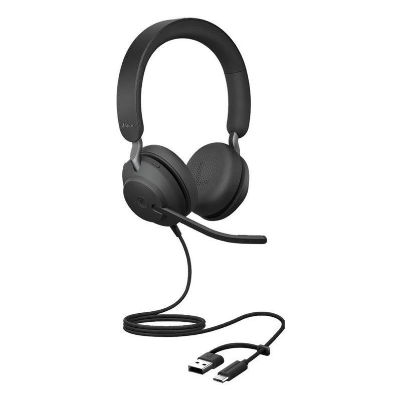 Jabra Evolve2 40 SE UC Stereo Wired Headset With USB-C/A Adapter