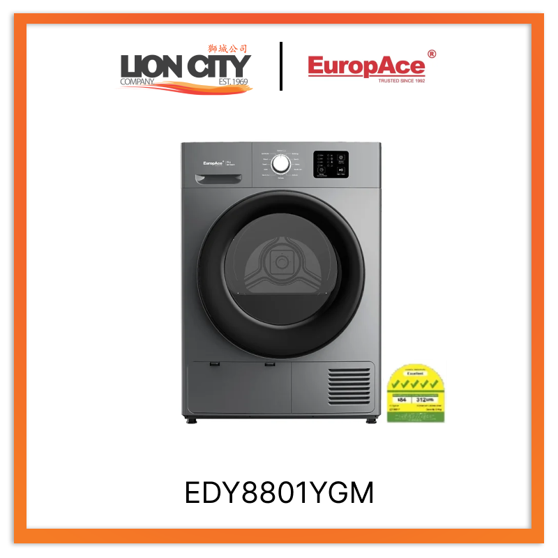 Europace EDY8801YGM / EDY8801YWH Heat Pump Dryer 8Kg EDY 8801Y - Lion City Company