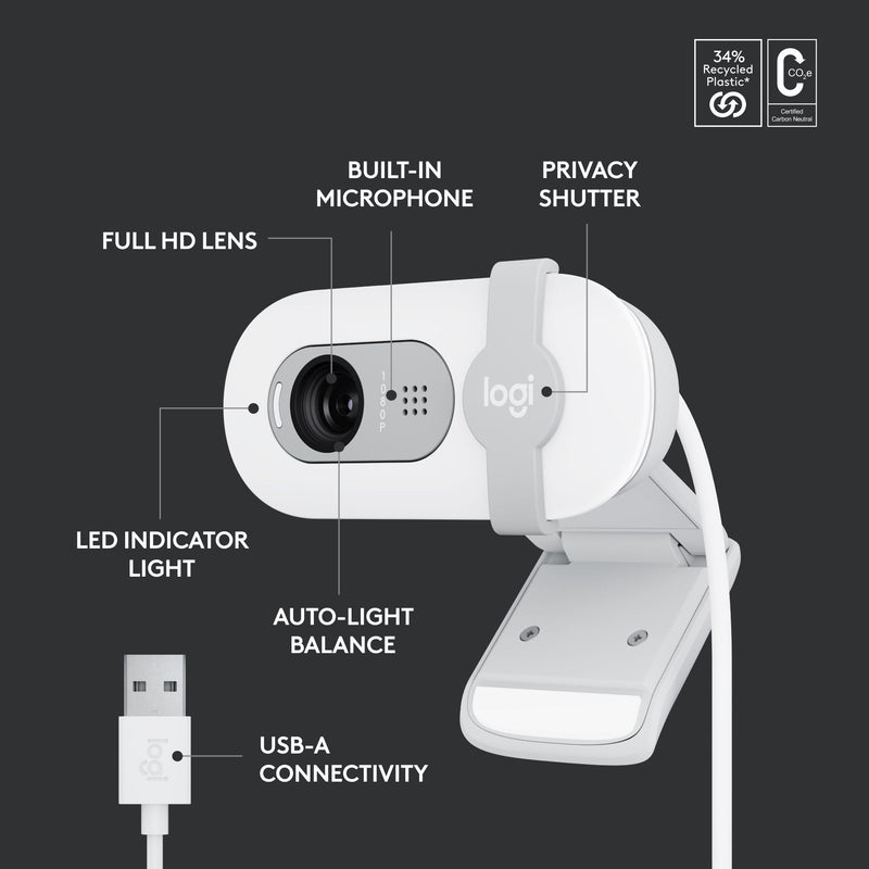 Logitech BRIO 100 Full HD Webcam Off White