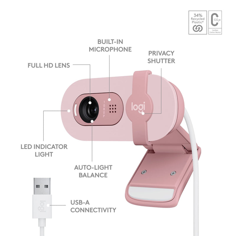 Logitech BRIO 100 Full HD Webcam Rose