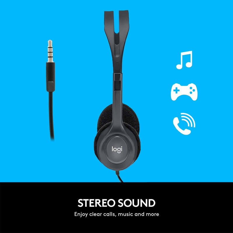 Logitech H111 Basic Stereo Wired Headset Single 3.5mm Jack