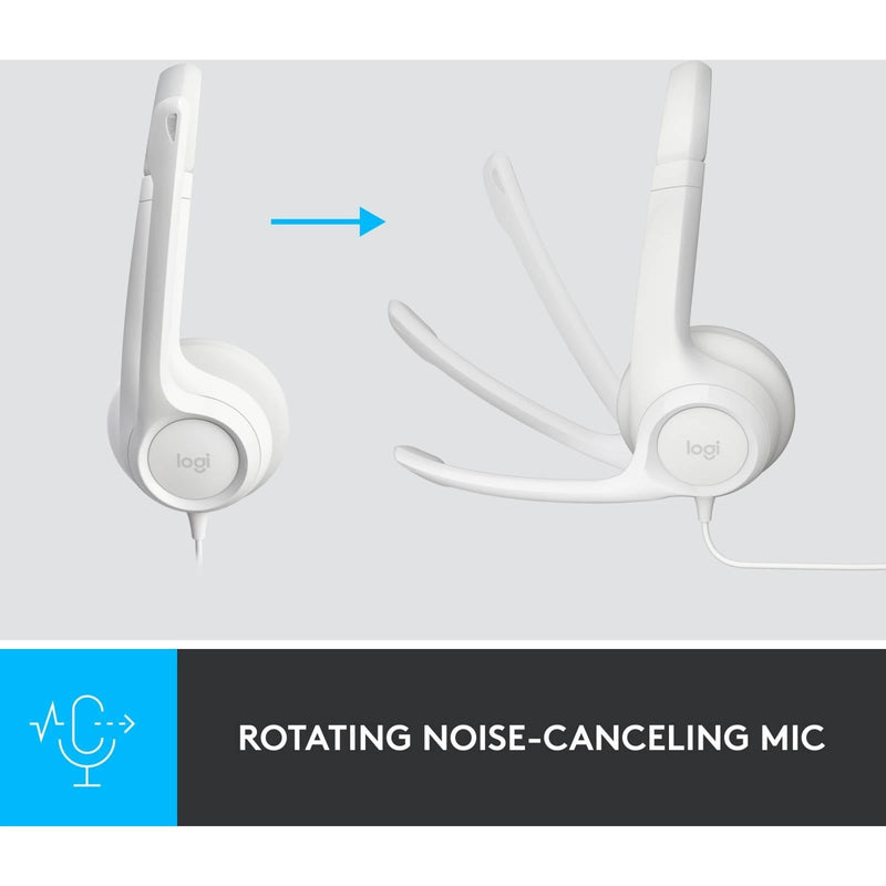Logitech H390 USB Wired Headset Off White