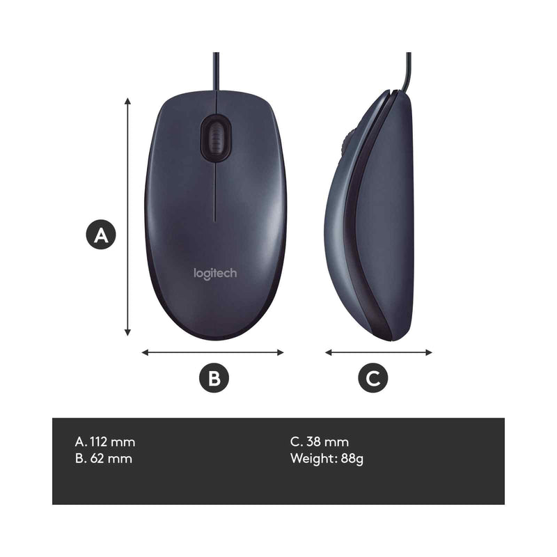 Logitech M100r Basic Wired USB Mouse