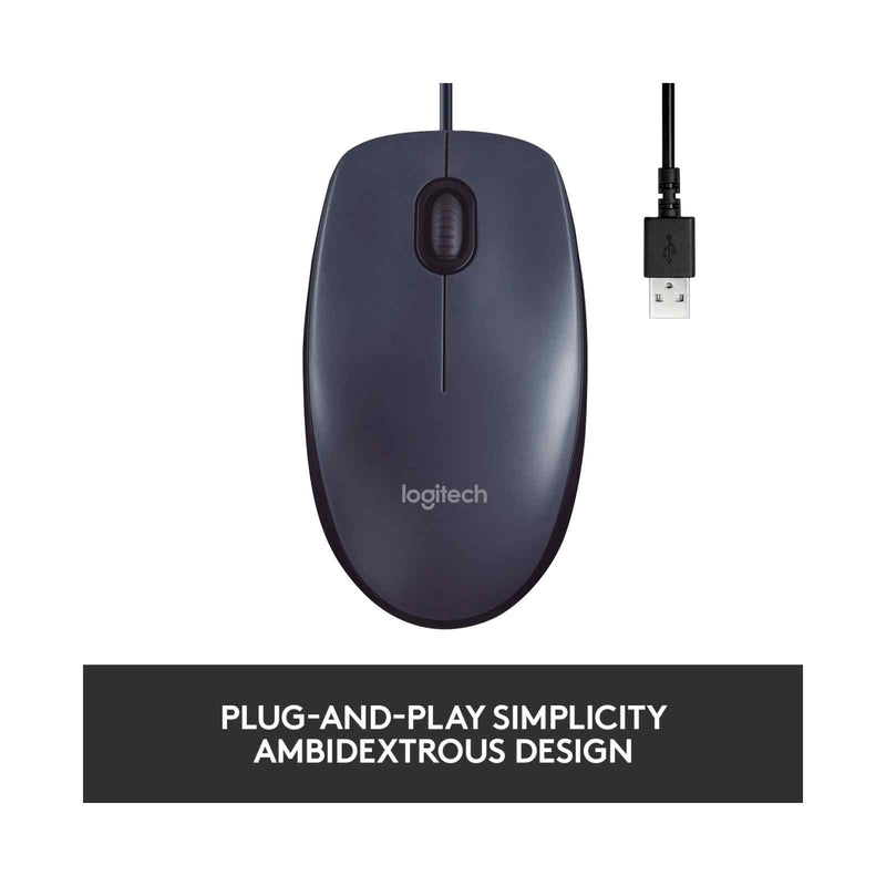 Logitech M100r Basic Wired USB Mouse