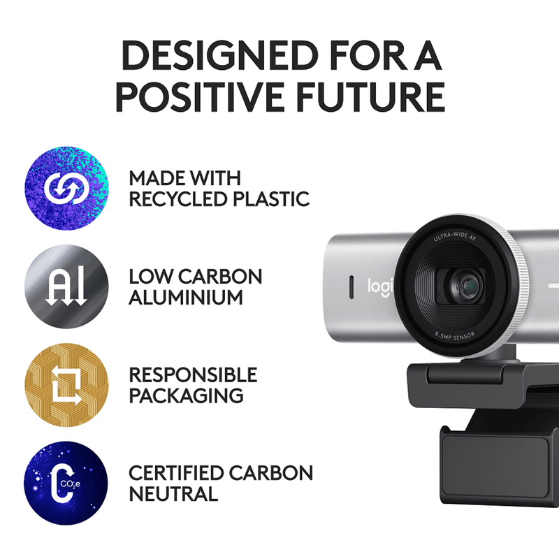 Logitech MX Brio 4K Ultra HD Business Webcam Pale Grey