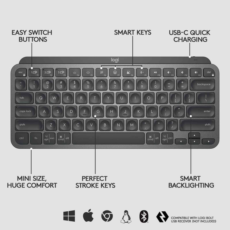 Logitech MX Keys Mini Wireless Keyboard Graphite