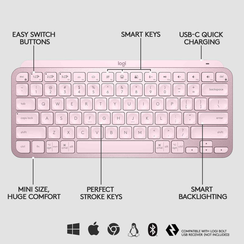 Logitech MX Keys Mini Wireless Keyboard Rose