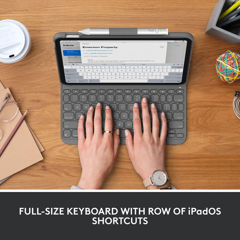 Logitech Slim Folio iPad 10th Gen & A16 Keyboard Case Oxford Grey