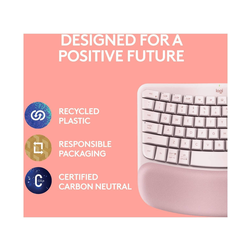 Logitech Wave Keys Ergo Wireless Keyboard Rose