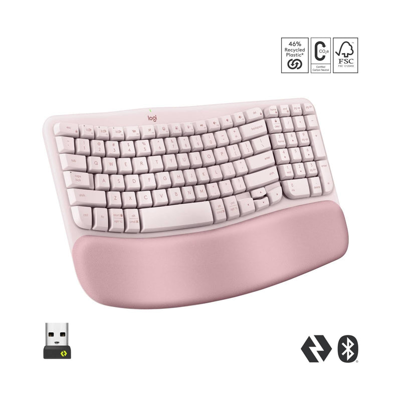 Logitech Wave Keys Ergo Wireless Keyboard Rose