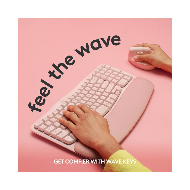 Logitech Wave Keys Ergo Wireless Keyboard Rose