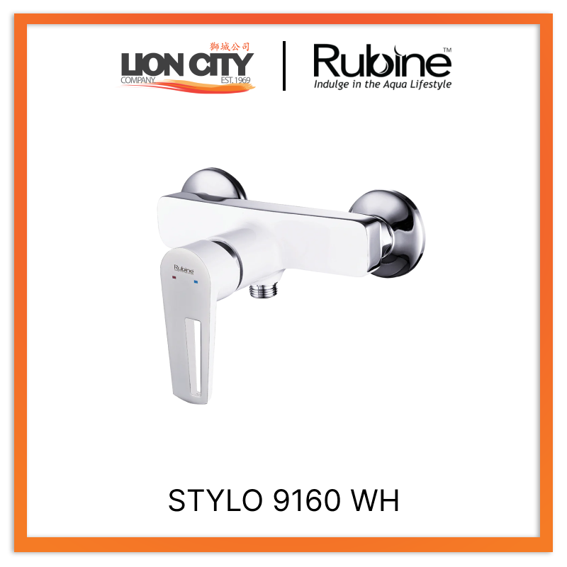 Rubine Shower Mixer White Stylo 9160 WH Hot and Cold