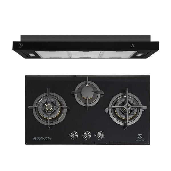 EF Gas Hob 78CM – EFH 7636 WT VGB+Cooker Hood 90CM – EFCH 9234T BK