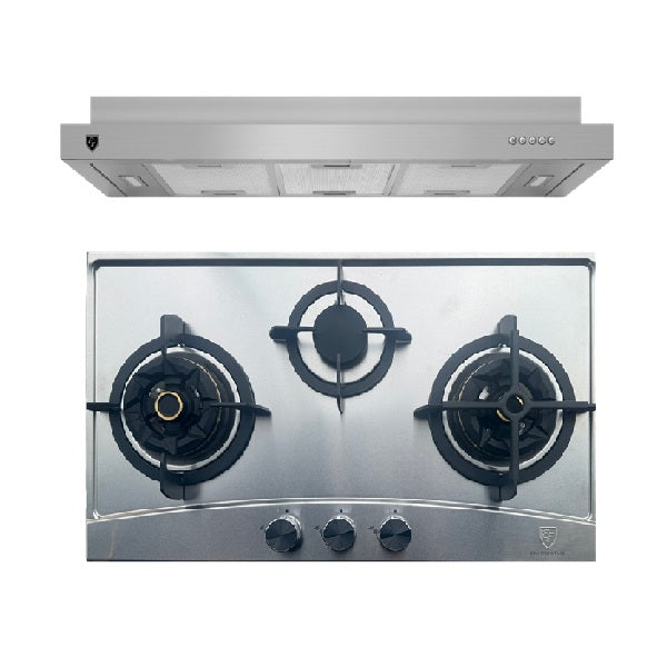 EF EFH 3768 WT VSB Gas Hob 76CM +  EFCH 9231T SS Cooker Hood 90CM