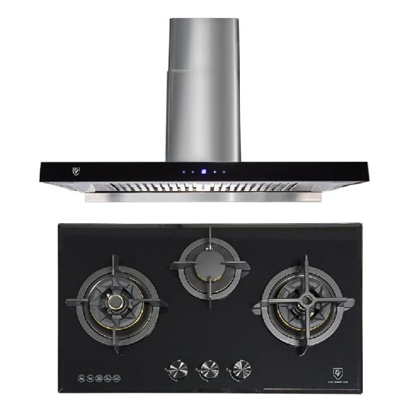 EF Gas Hob 78CM – EFH 7636 WT VGB + Cooker Hood 90CM – CK VISTA