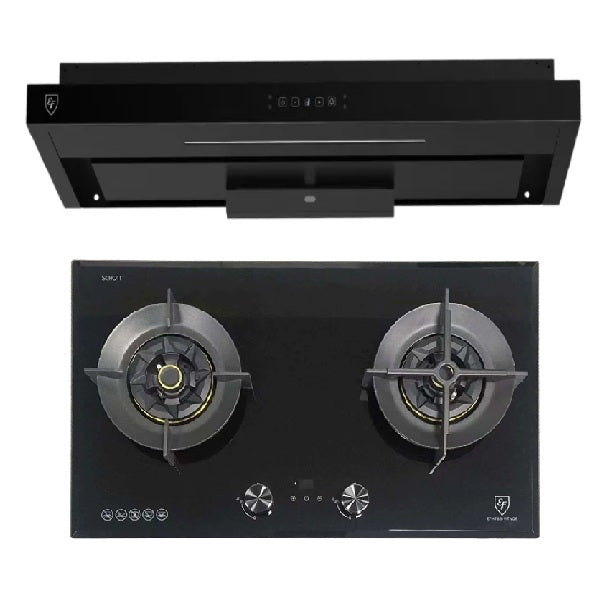 EF Gas Hob 78CM – EFH 7628 WT VGB+EF EFCH 9214A BK 90cm Semi Integrated Hood