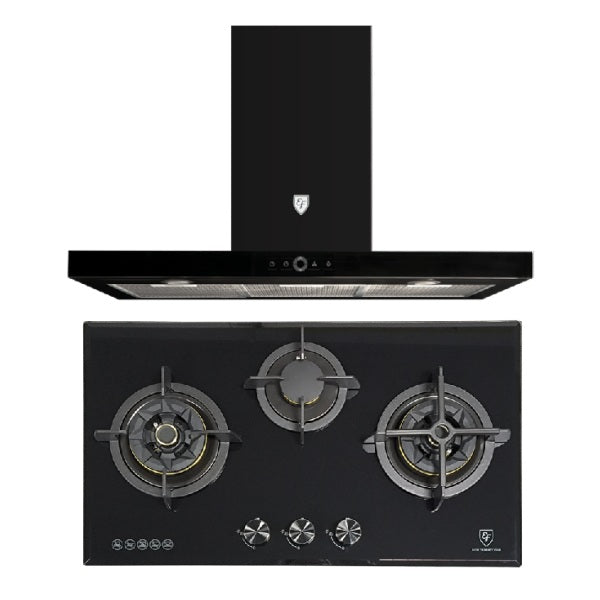 EF Gas Hob 78CM – EFH 7636 WT VGB+Cooker Hood 90CM – CK FINO PLUS BK