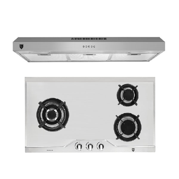 EF EFH 3970 TN VSB Gas Hob 86CM + EFCH 9103T SS Cooker Hood 90CM