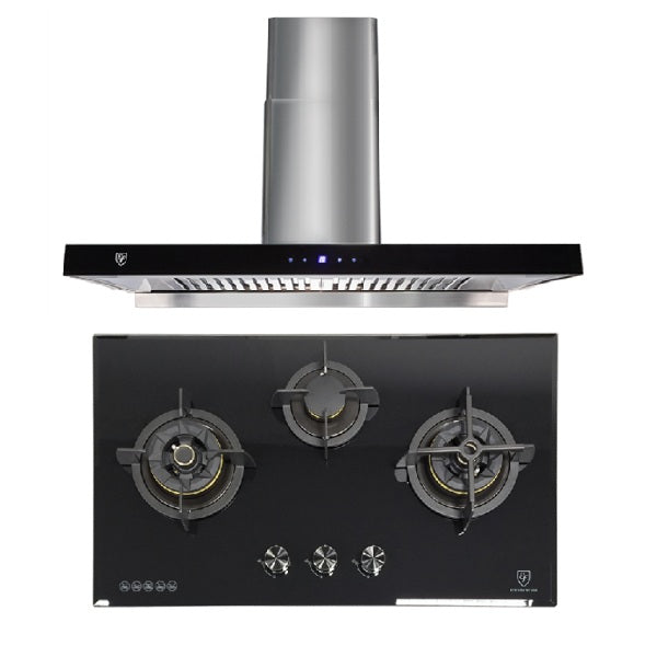 EF Gas Hob 88CM – EFH 9734 WT VGB+Cooker Hood 90CM – CK VISTA
