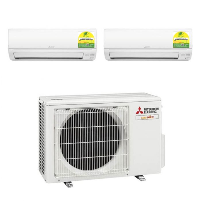 Mitsubishi System 2 Aircon 2X12000 BTU Inverter R32 5 Ticks